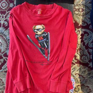 Polo by Ralph Lauren, Boys, red Polo Bear long-sleeve t-shirt, M 10-12